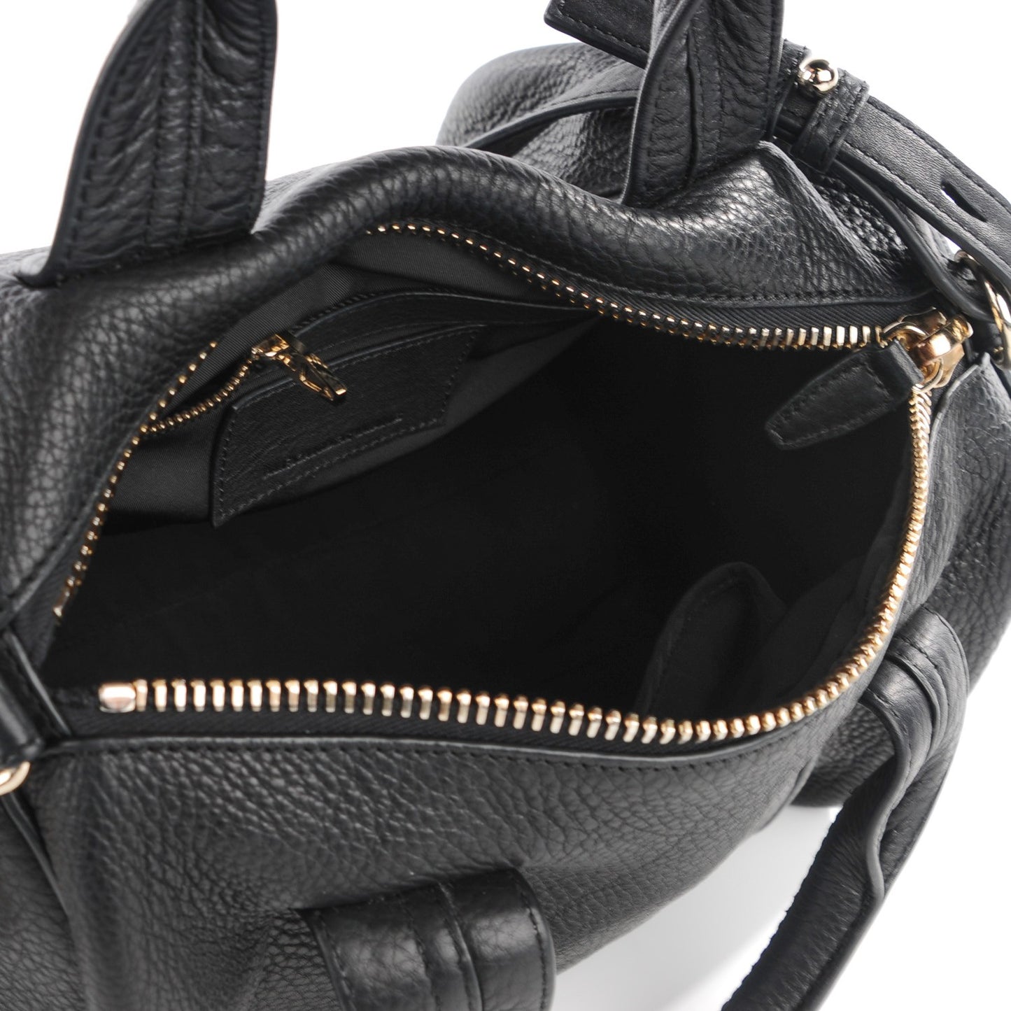 Pebbled Lambskin Rocco Duffel Black Pale Gold Hardware