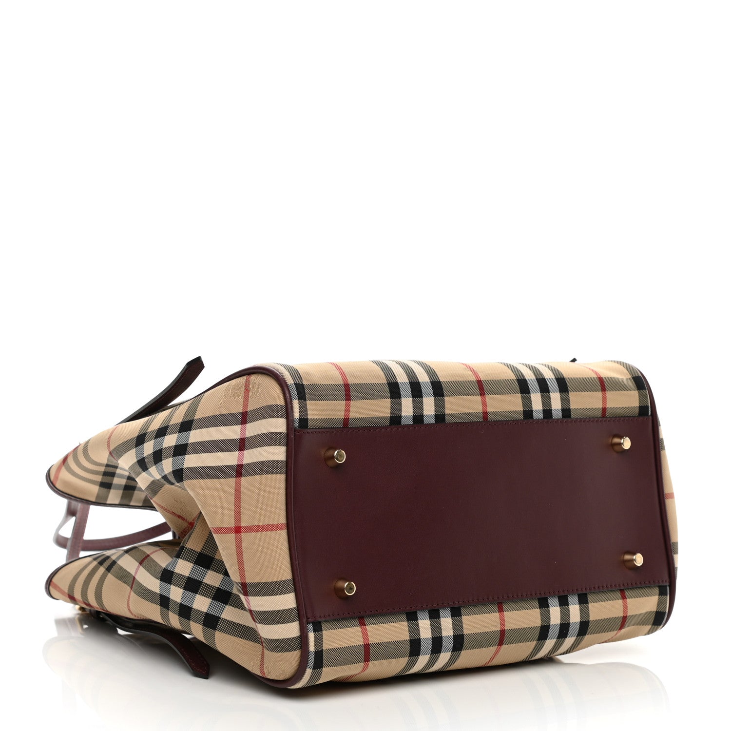 Burberry House Check Small Canterbury Tote Military Burgundy 4 of 11