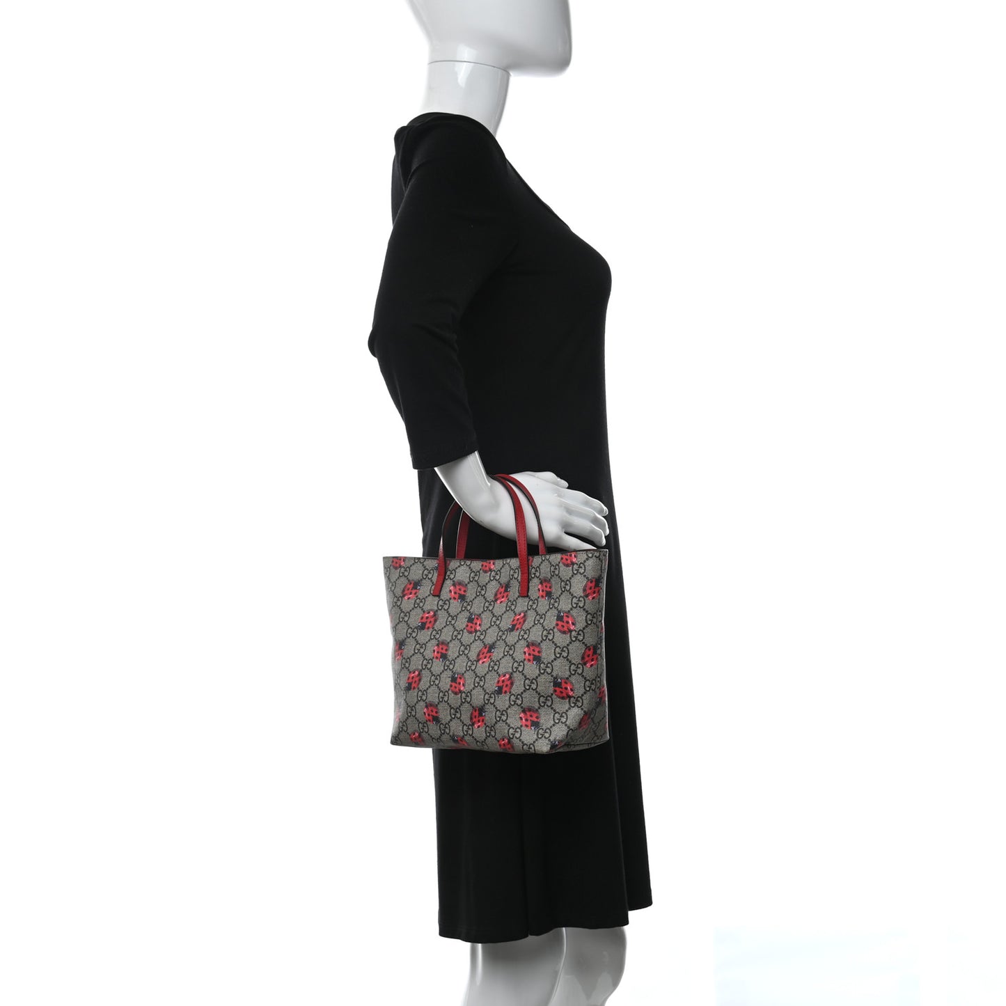 GG Supreme Monogram Childrens Ladybug Tote Red