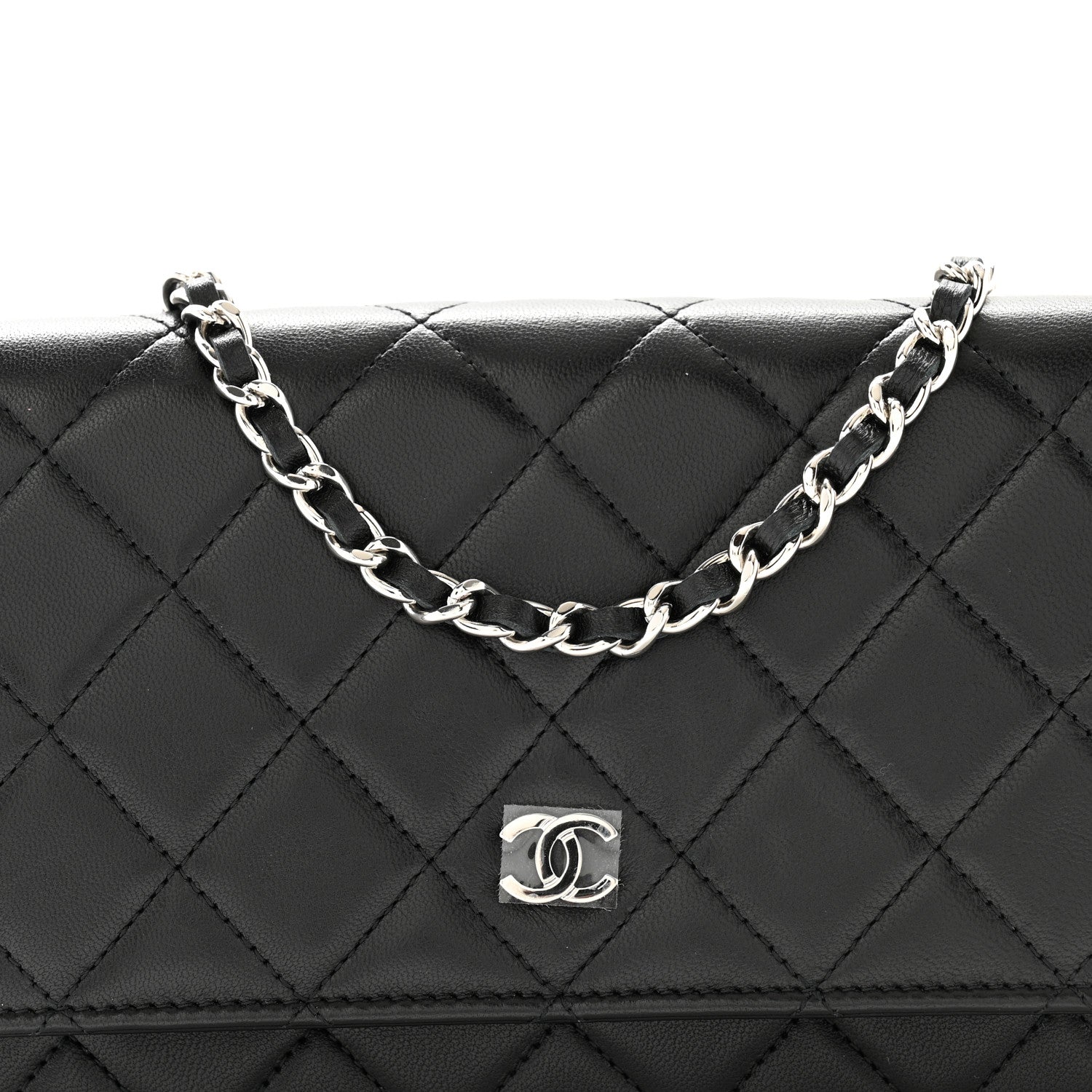 Chanel Lambskin Quilted Wallet On Chain WOC Black 8 of 11