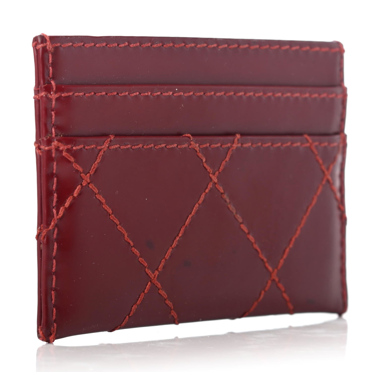 Chanel Calfskin Diamond Stitched Card Holder Red 3 of 11