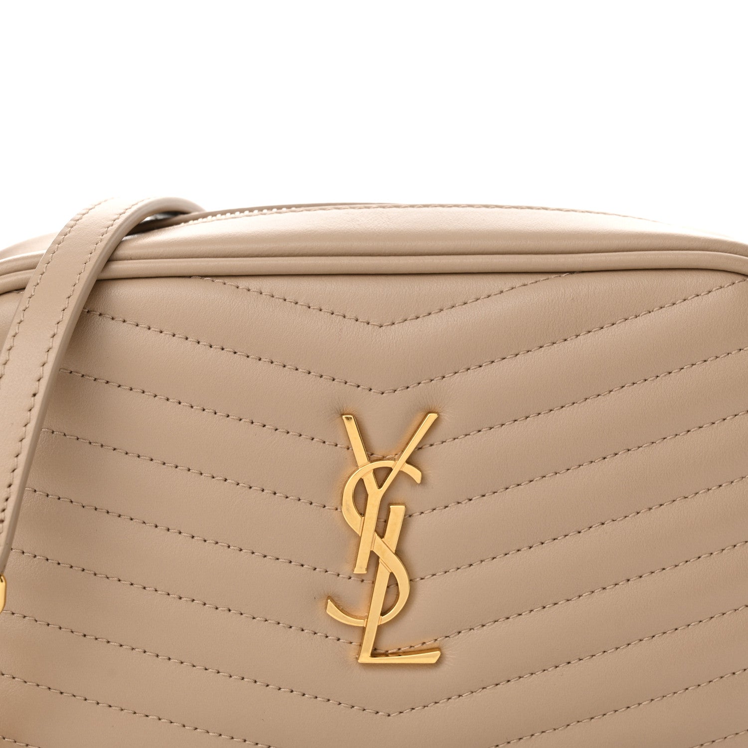 Saint Laurent Calfskin Matelasse Monogram Mini Lou Camera Bag Dark Beige 8 of 11