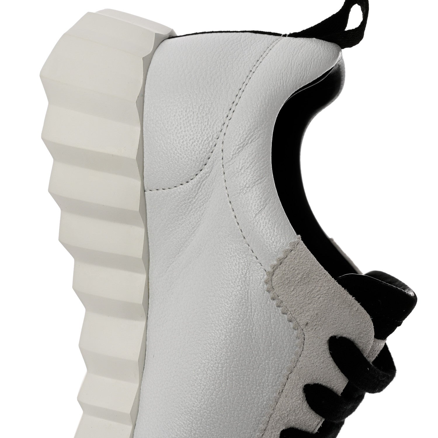 Hermes Goatskin Suede Goatskin Bouncing Sneakers 39 White Black 8 of 10