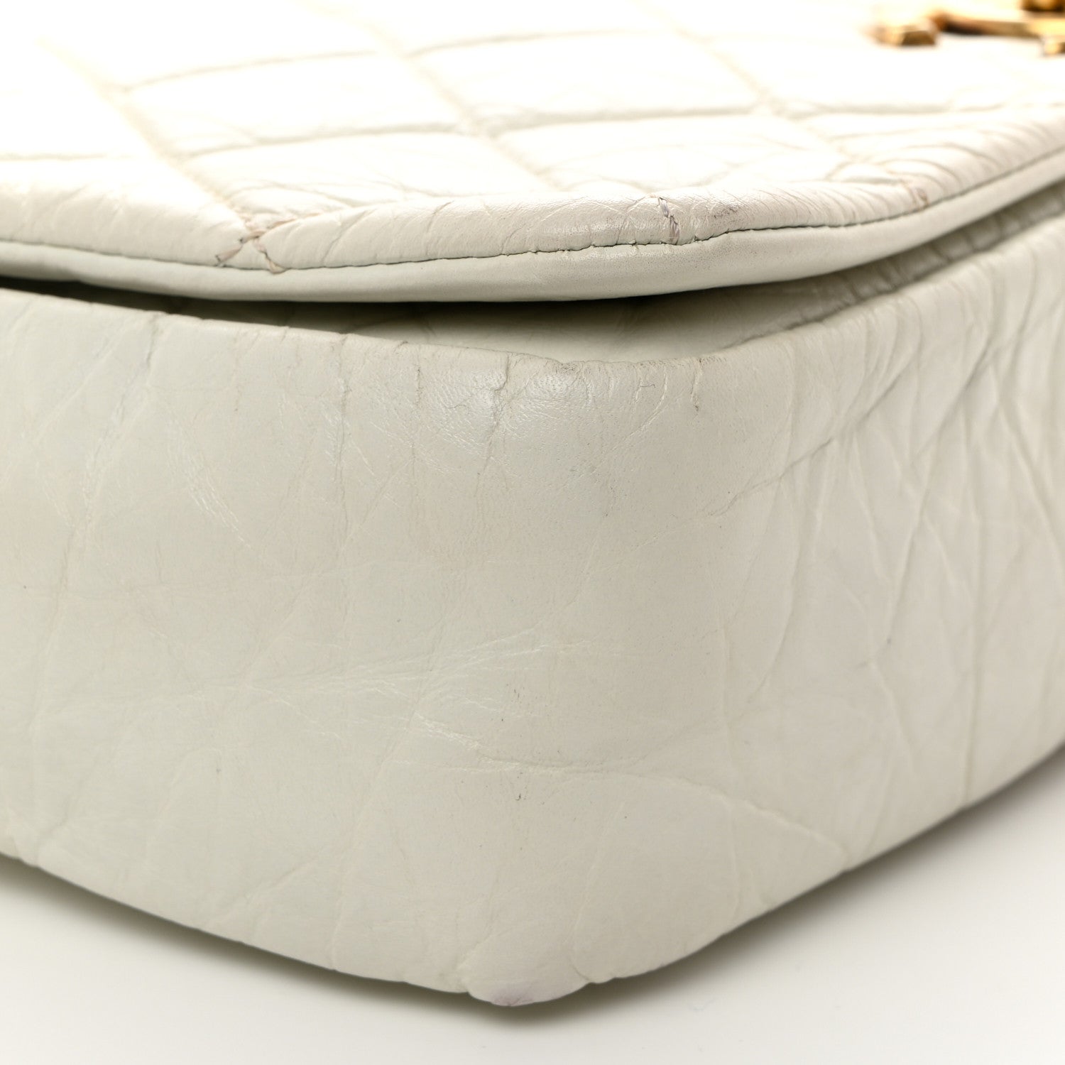 Chanel Aged Calfskin Quilted Medium Pondichery Flap White 9 of 12