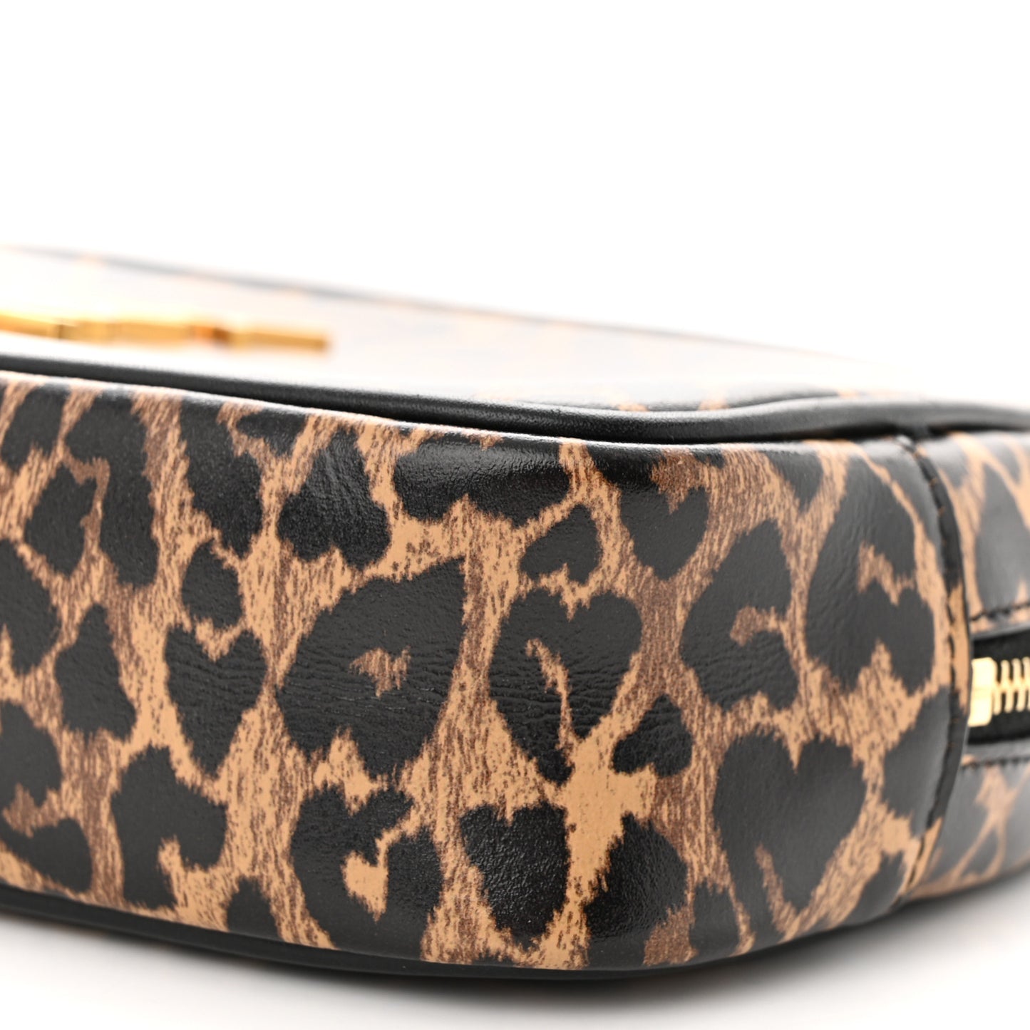 Calfskin Heart Leopard Print Monogram Mini Lou Camera Bag Toffee