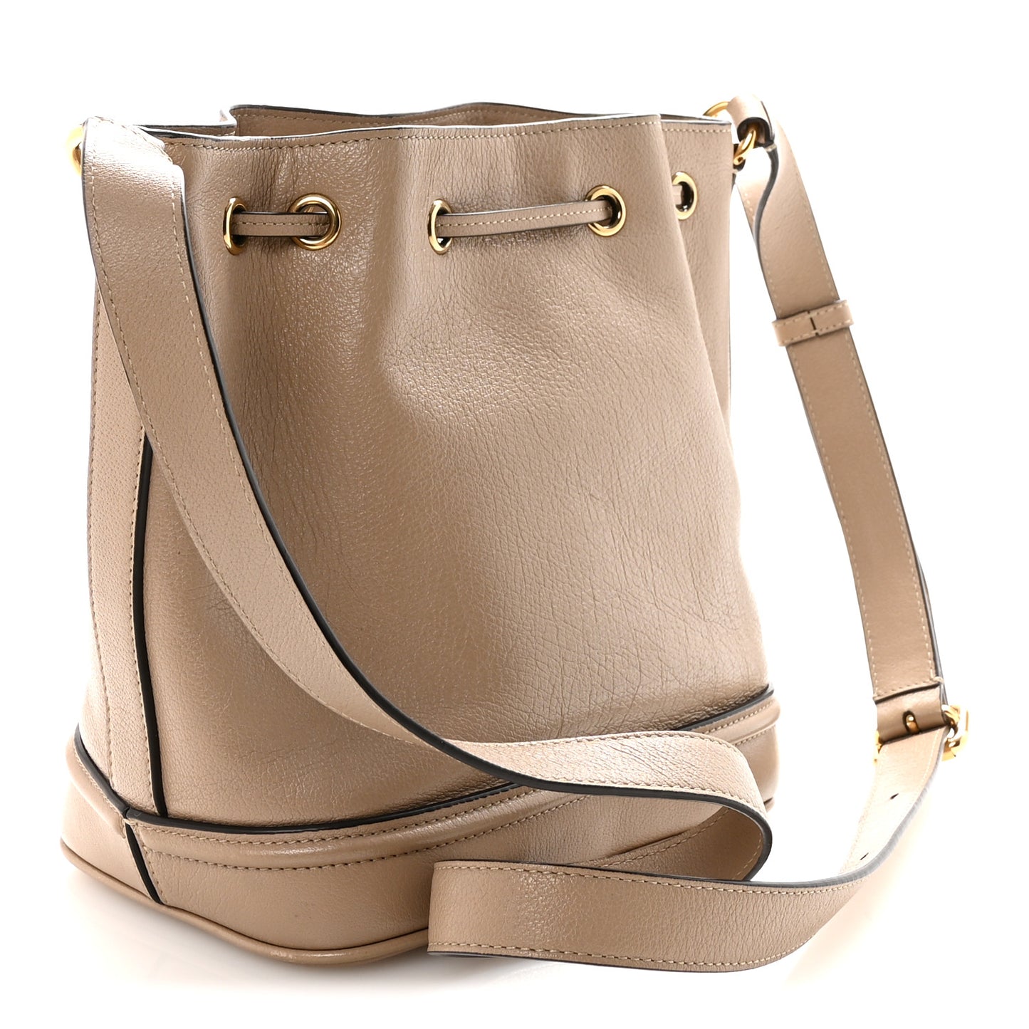 Grained Buffalo Horse Medal Bucket Bag Boyish Brown