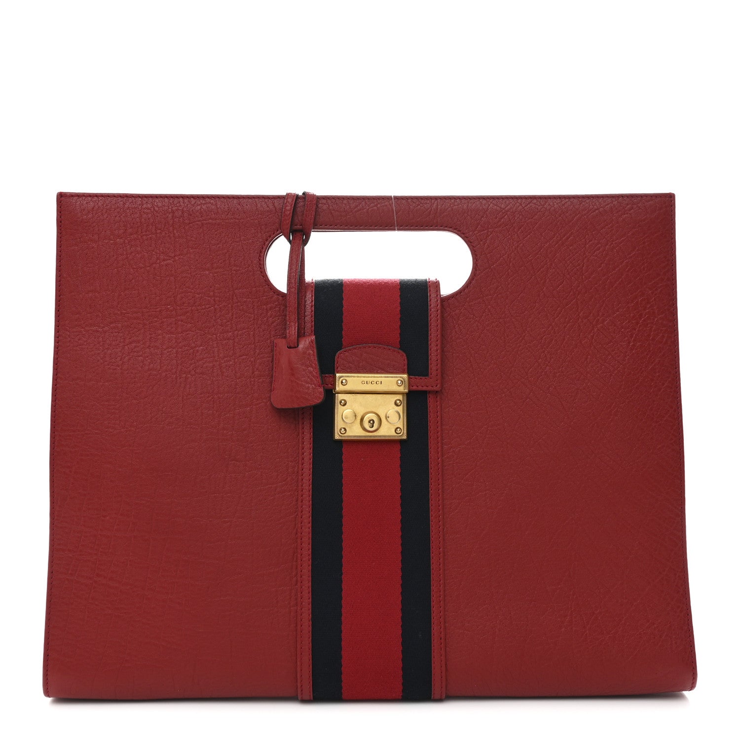 Gucci Calfskin Web Padlock Tote Red 1 of 10
