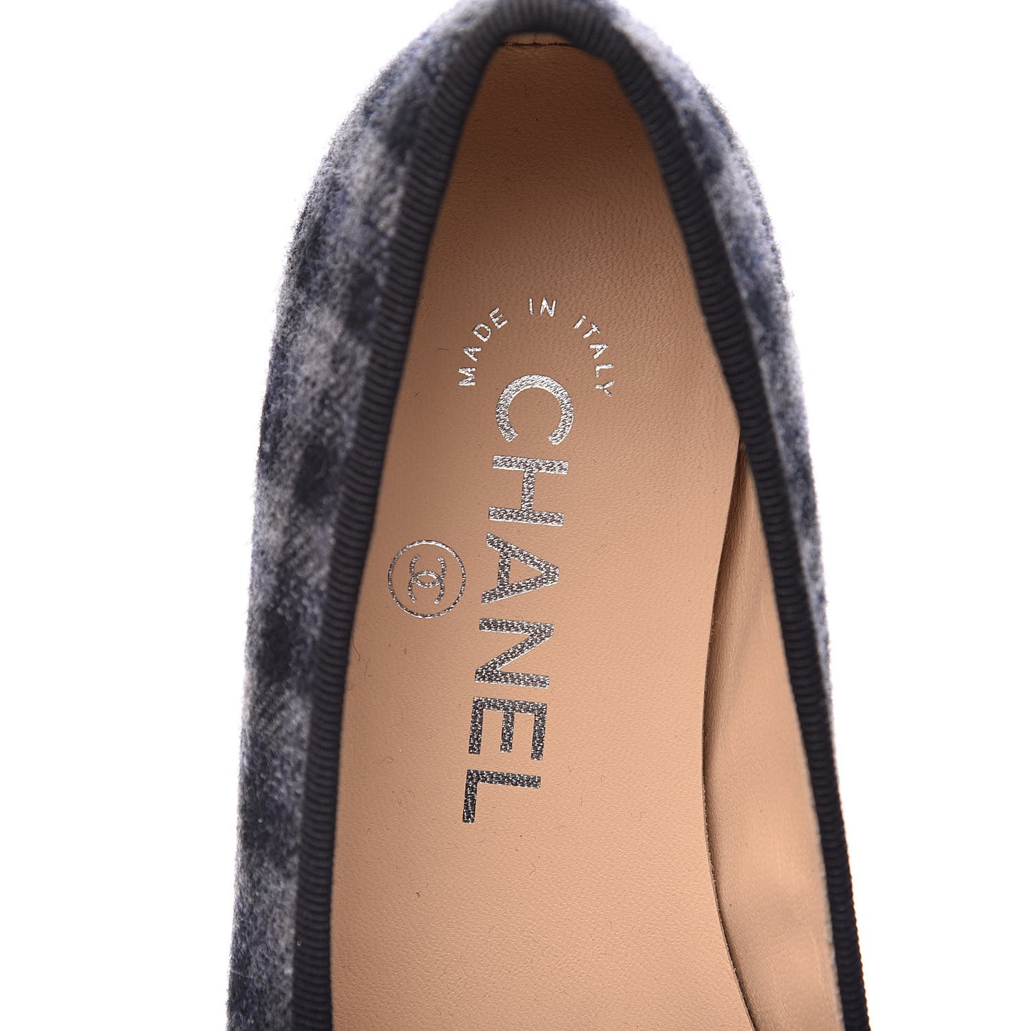 Tweed Cap Toe Ballerina Flats 36 Dark Grey Black