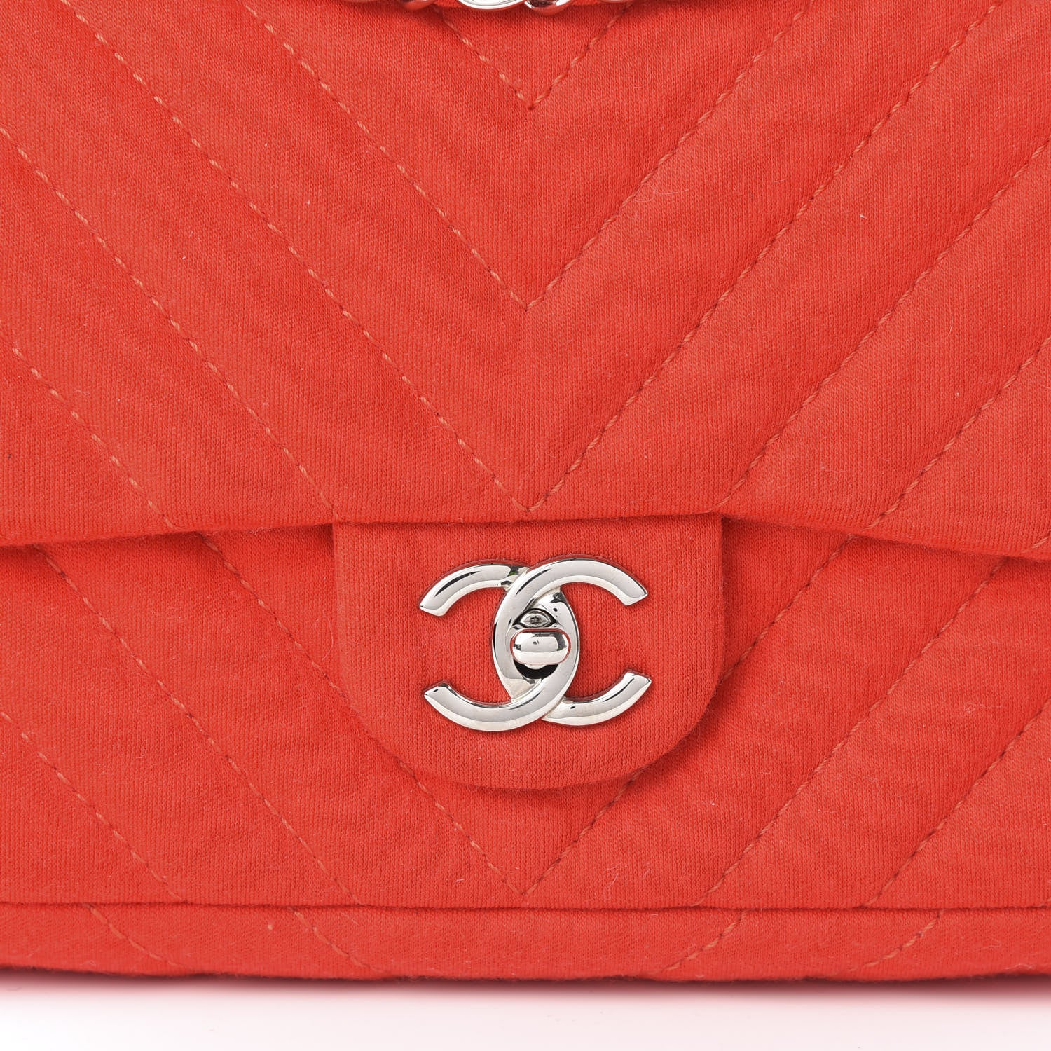 Chanel Jersey Chevron Quilted Medium Single Flap Red 10 of 12