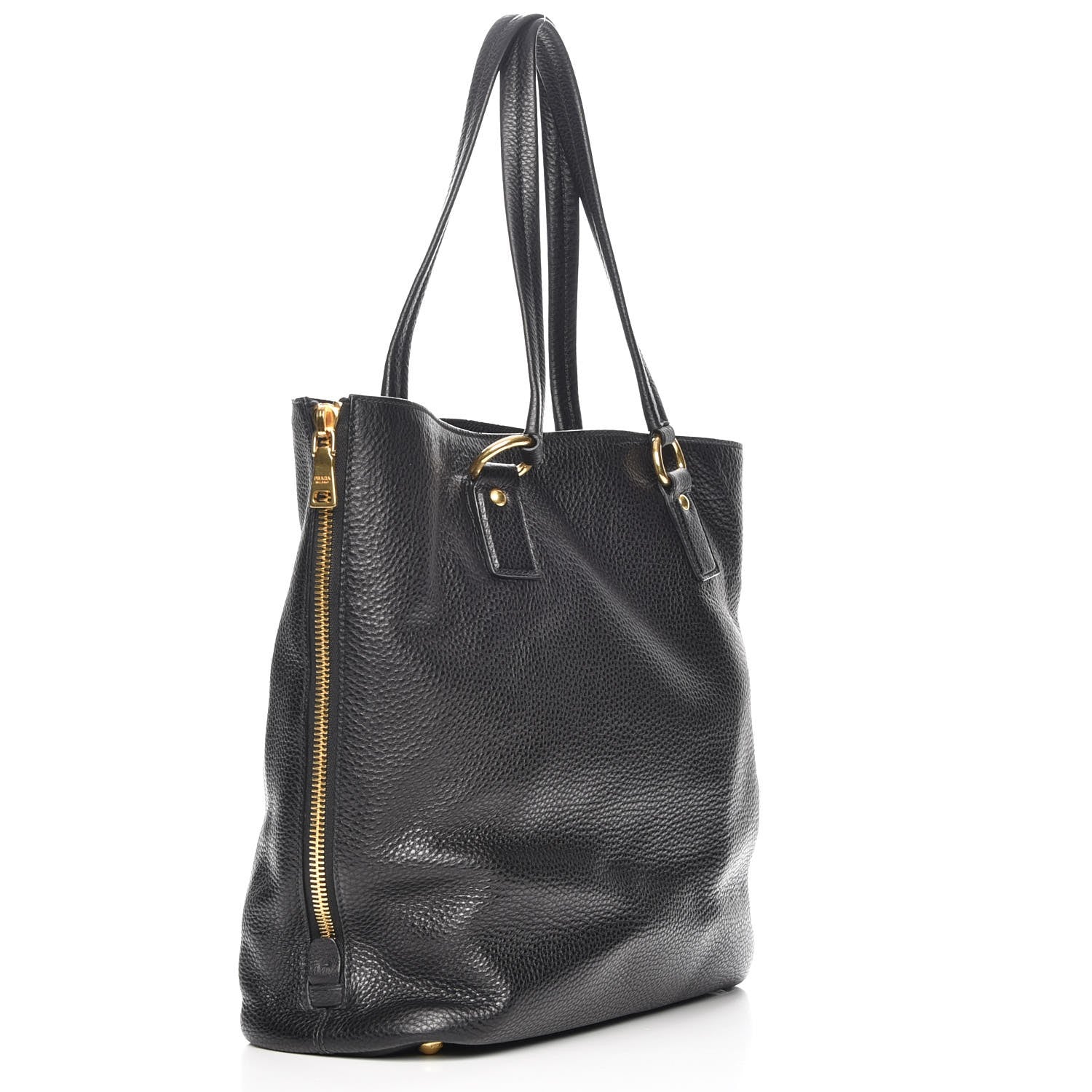 Prada Vitello Daino Side Zip Tote Black 3 of 7