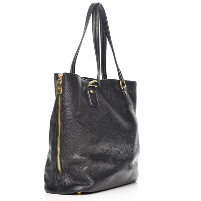 Prada Vitello Daino Side Zip Tote Black 3 of 7