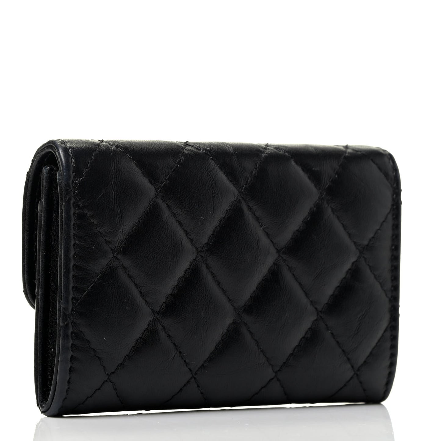 Aged Calfskin Quilted Reissue Flap Card Holder So Black