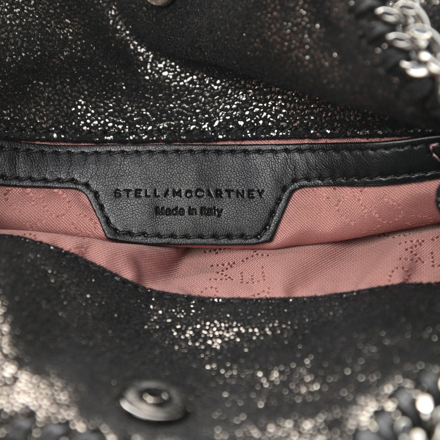 Chamois Shiny Dotted Tiny Falabella Fold Over Tote Ruthenium