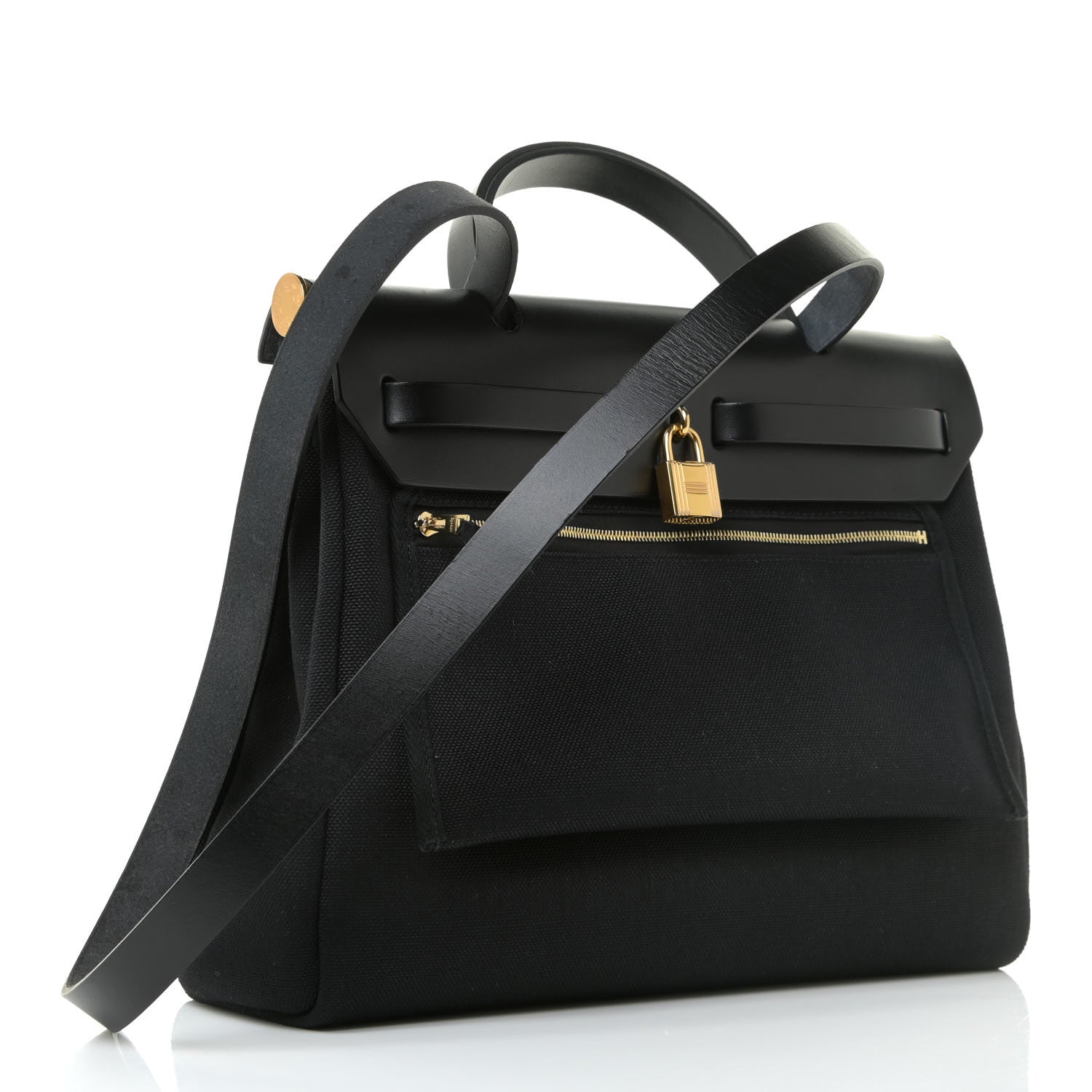 Hermes Military Toile Vache Hunter Herbag Zip PM 31 Black 3 of 17