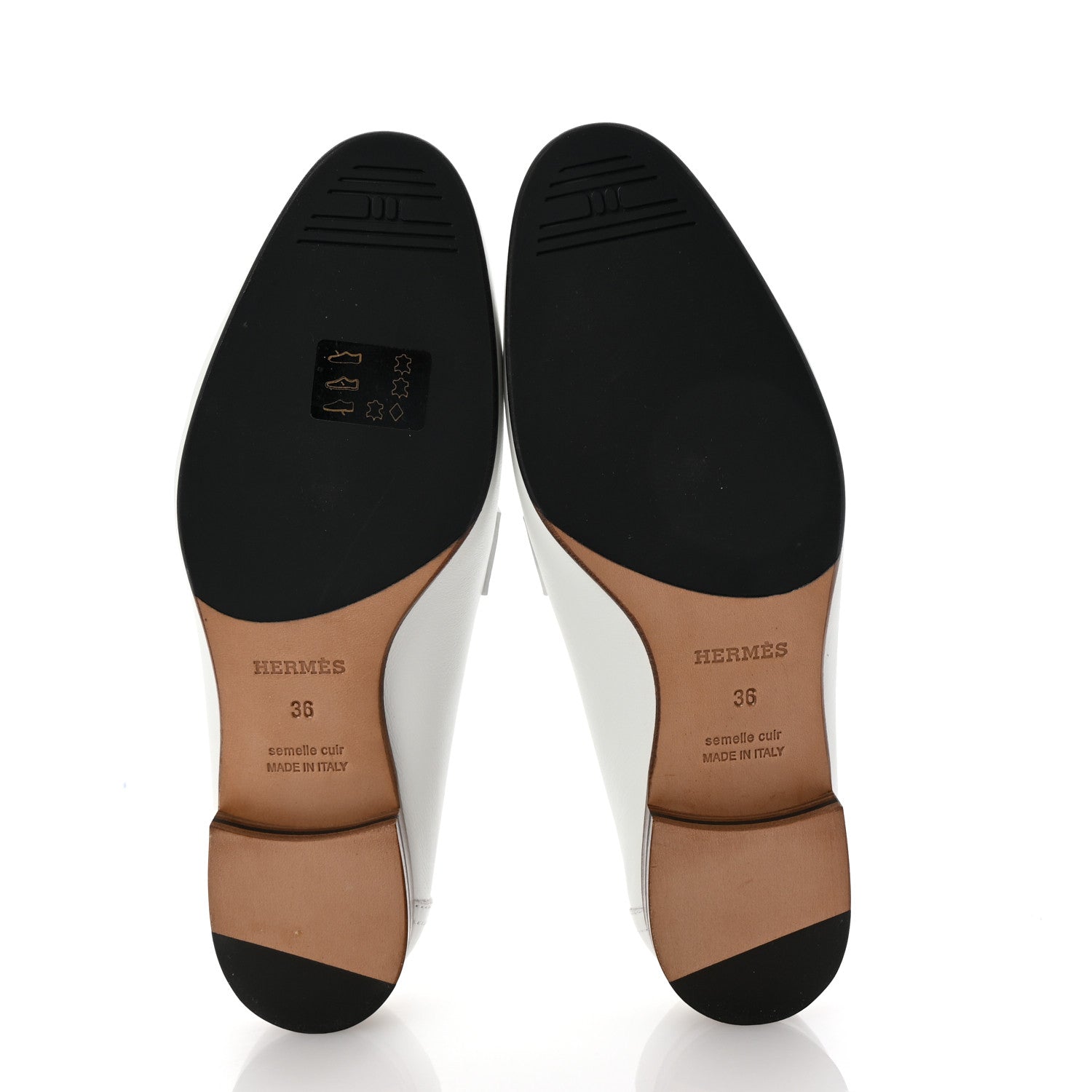 Hermes Calfskin Womens Royal Loafers 36 White 6 of 10
