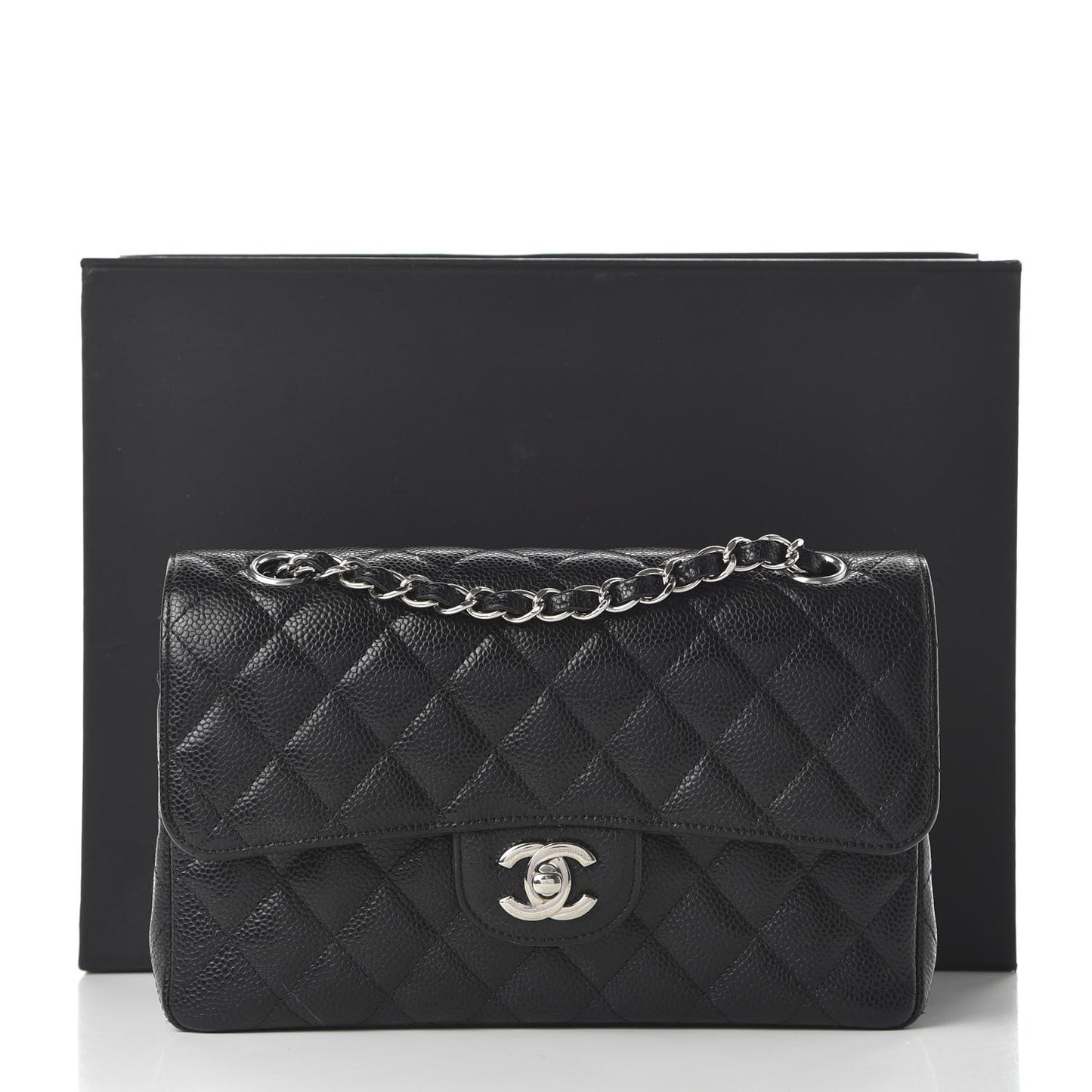 Caviar Quilted Small Double Flap Black