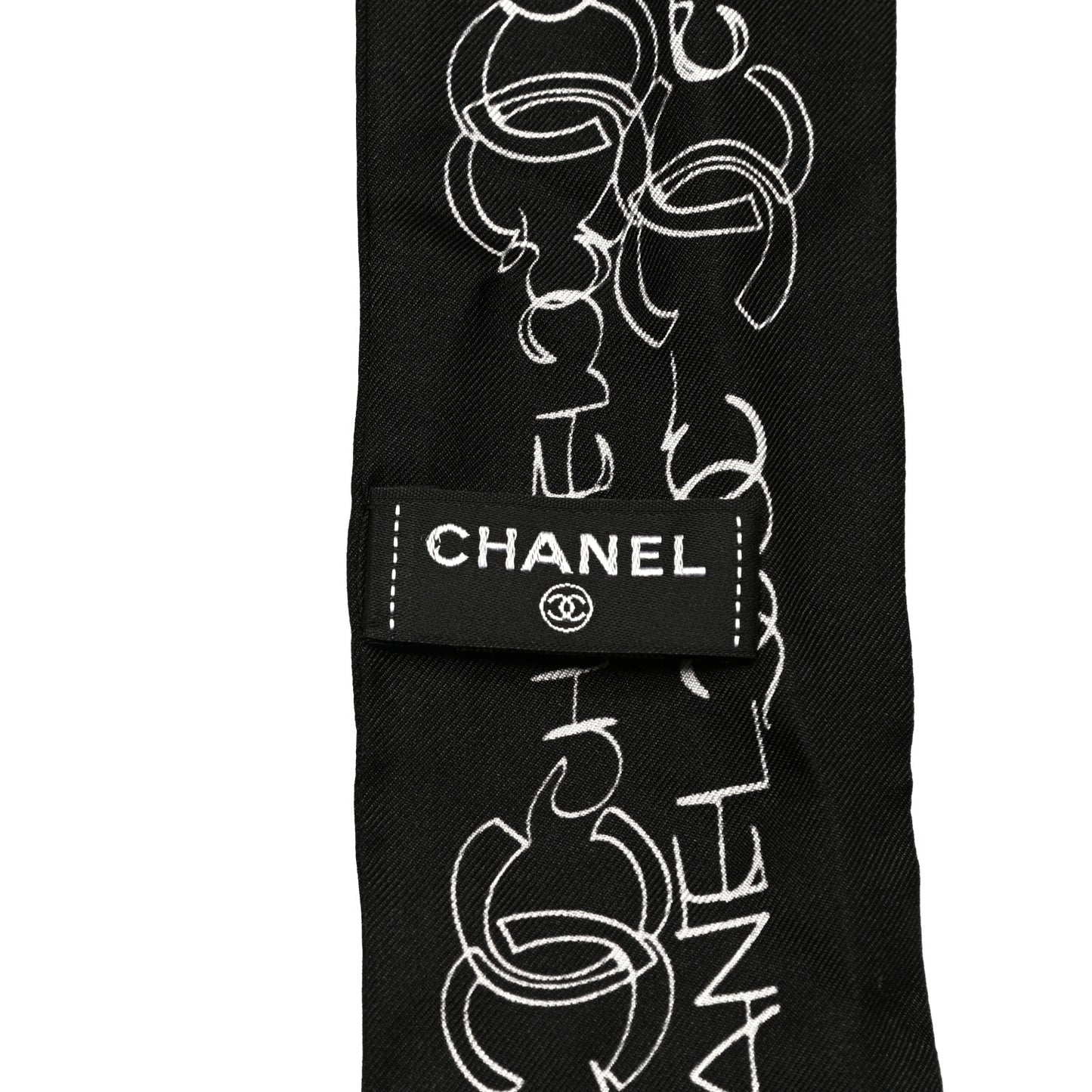 Silk Slim Bandeau Scarf Black