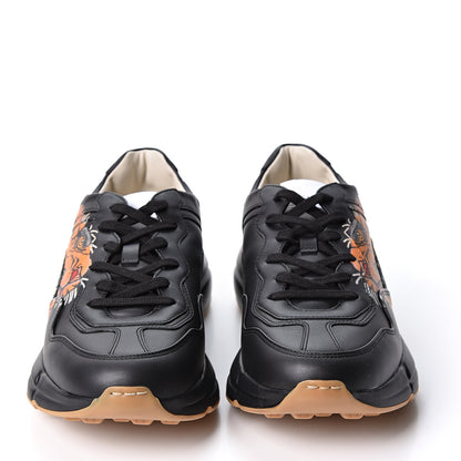 Gucci Calfskin Tiger Print Mens Rhyton Sneakers 8 Black 2 of 11
