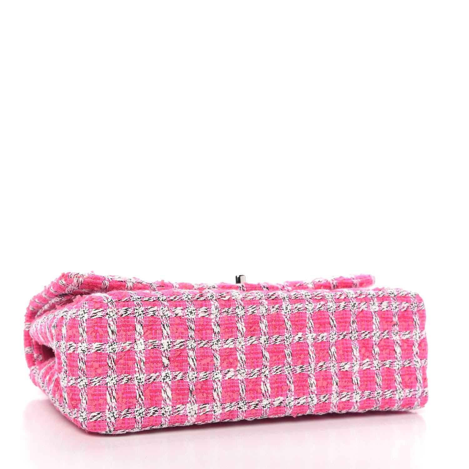 Chanel Tweed Quilted Jumbo Double Flap Hot Pink 4 of 11