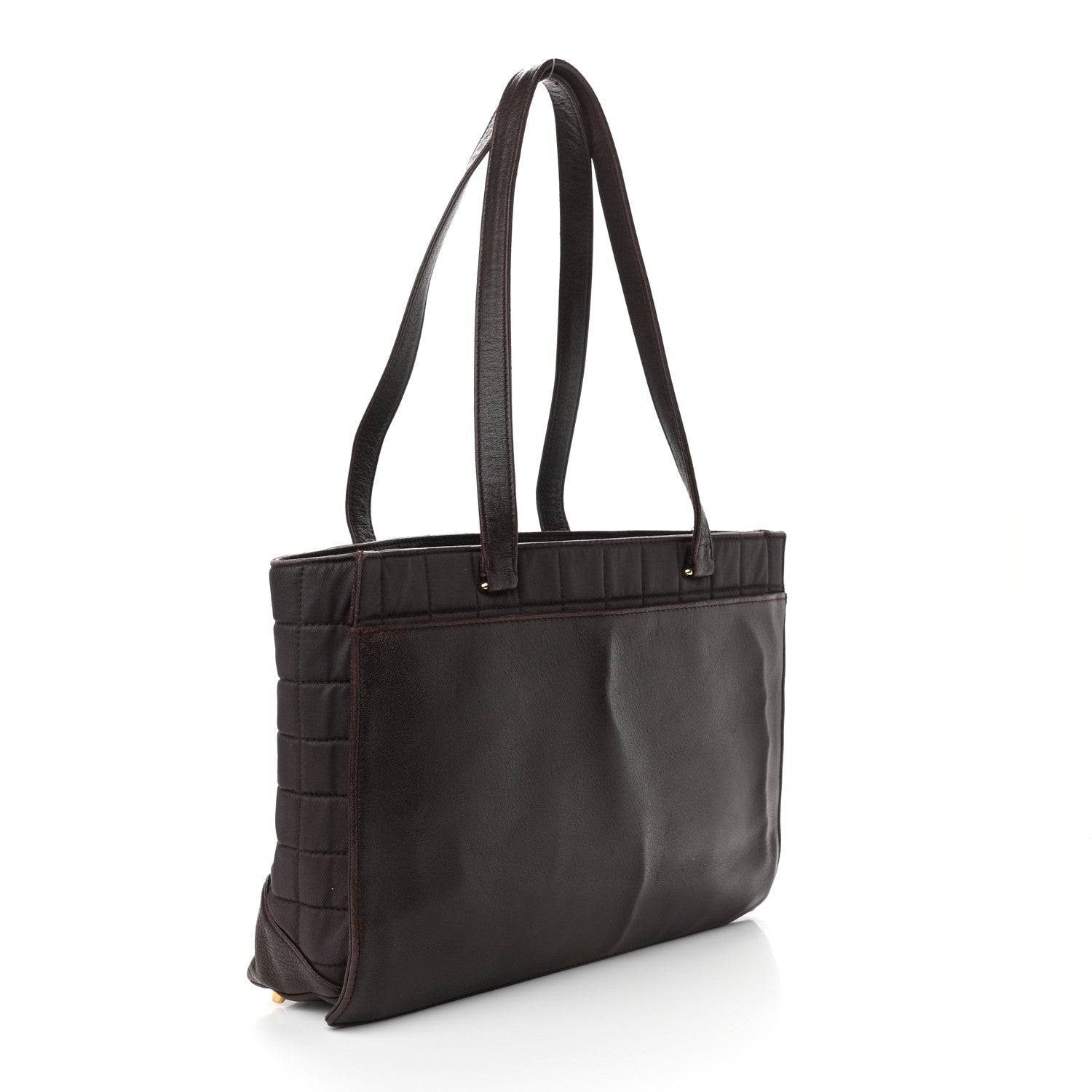 Chanel Canvas Calfskin Chocolate Bar Quilted CC Shoulder Bag Dark Brown 3 of 15