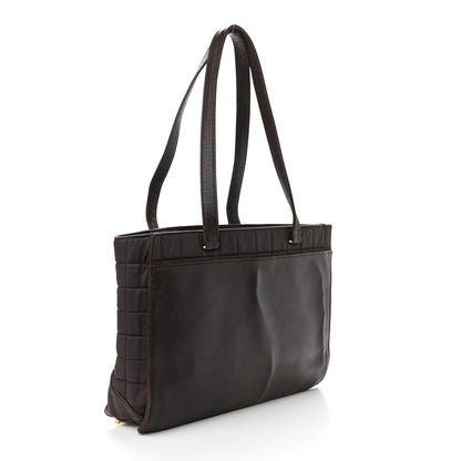 Chanel Canvas Calfskin Chocolate Bar Quilted CC Shoulder Bag Dark Brown 3 of 15