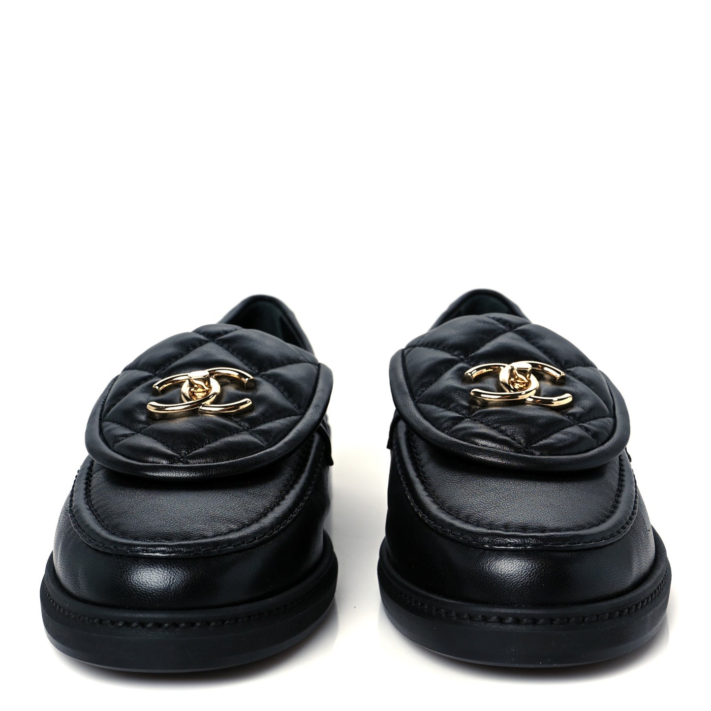 Lambskin Quilted CC Turnlock Loafers 39.5 Black