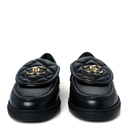Chanel Lambskin Quilted CC Turnlock Loafers 39.5 Black 3 of 9
