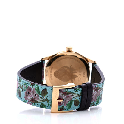 Gucci Stainless Steel Calfskin 38mm G-Timeless Floral Quartz Watch Blue 3 of 8