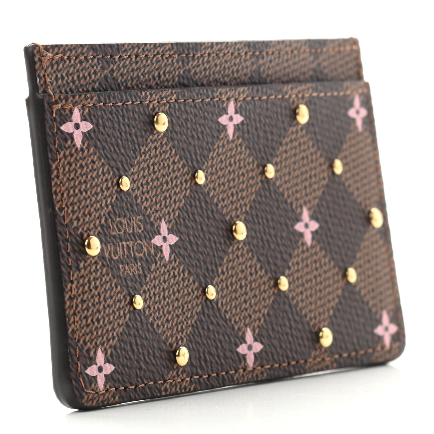 Damier Ebene Studded Card Holder