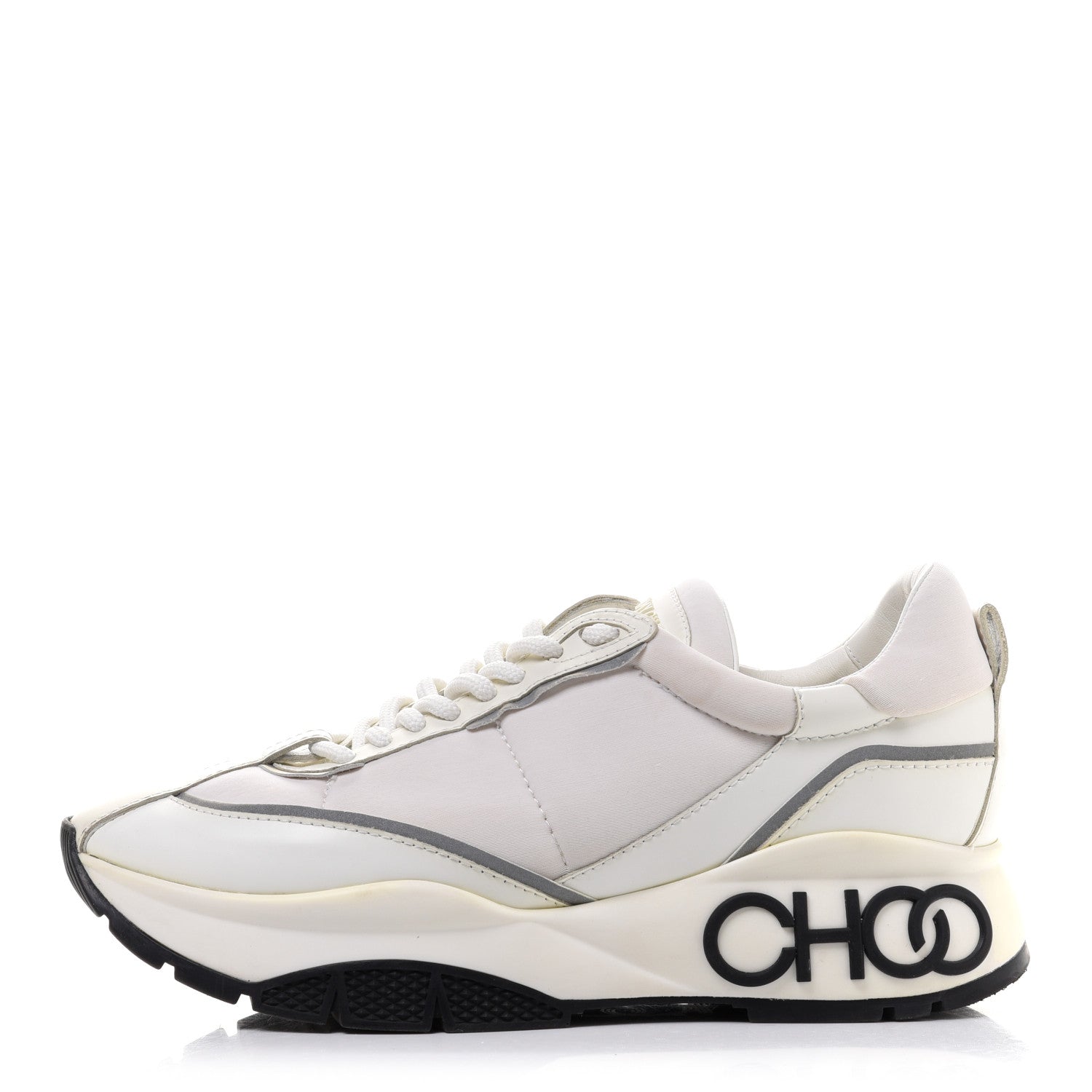 Jimmy Choo Calfskin Neoprene Raine Sneakers 39.5 White 1 of 10