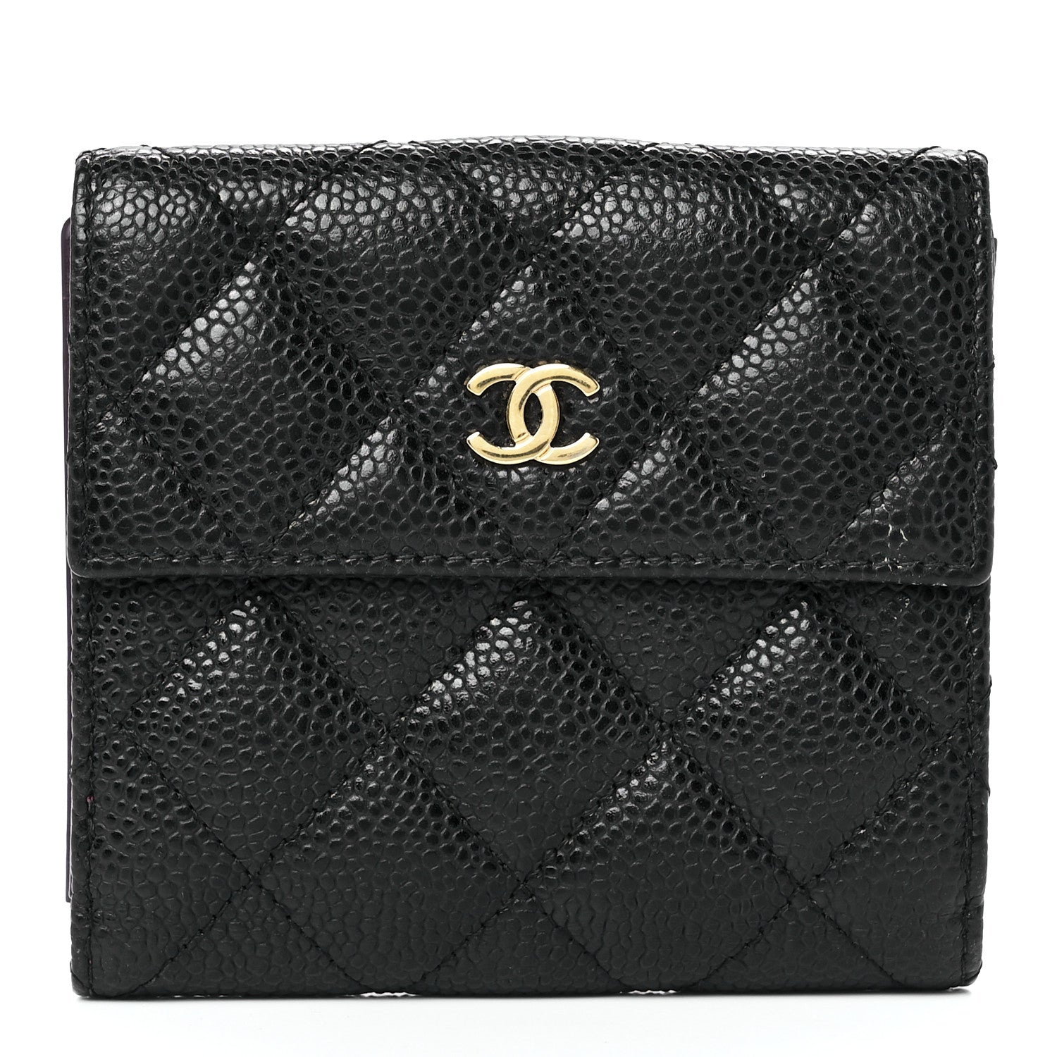 Chanel Caviar Quilted Compact French Flap Wallet Black 1 of 14