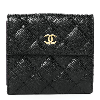 Chanel Caviar Quilted Compact French Flap Wallet Black 1 of 14