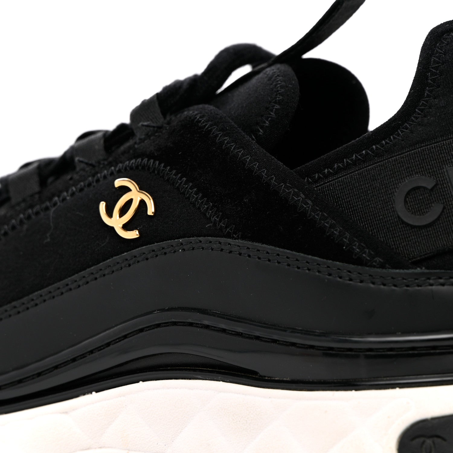 Chanel Velvet Calfskin Mixed Fibers CC Sneakers 41 Black 14 of 17