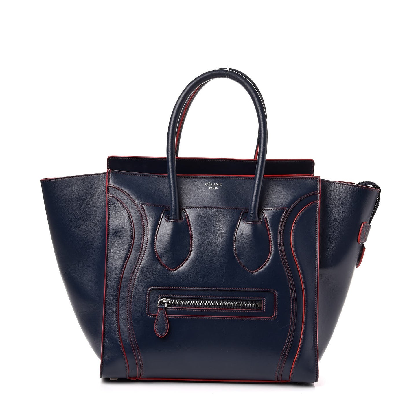 Satin Calfskin Mini Debossed Luggage Navy Blue