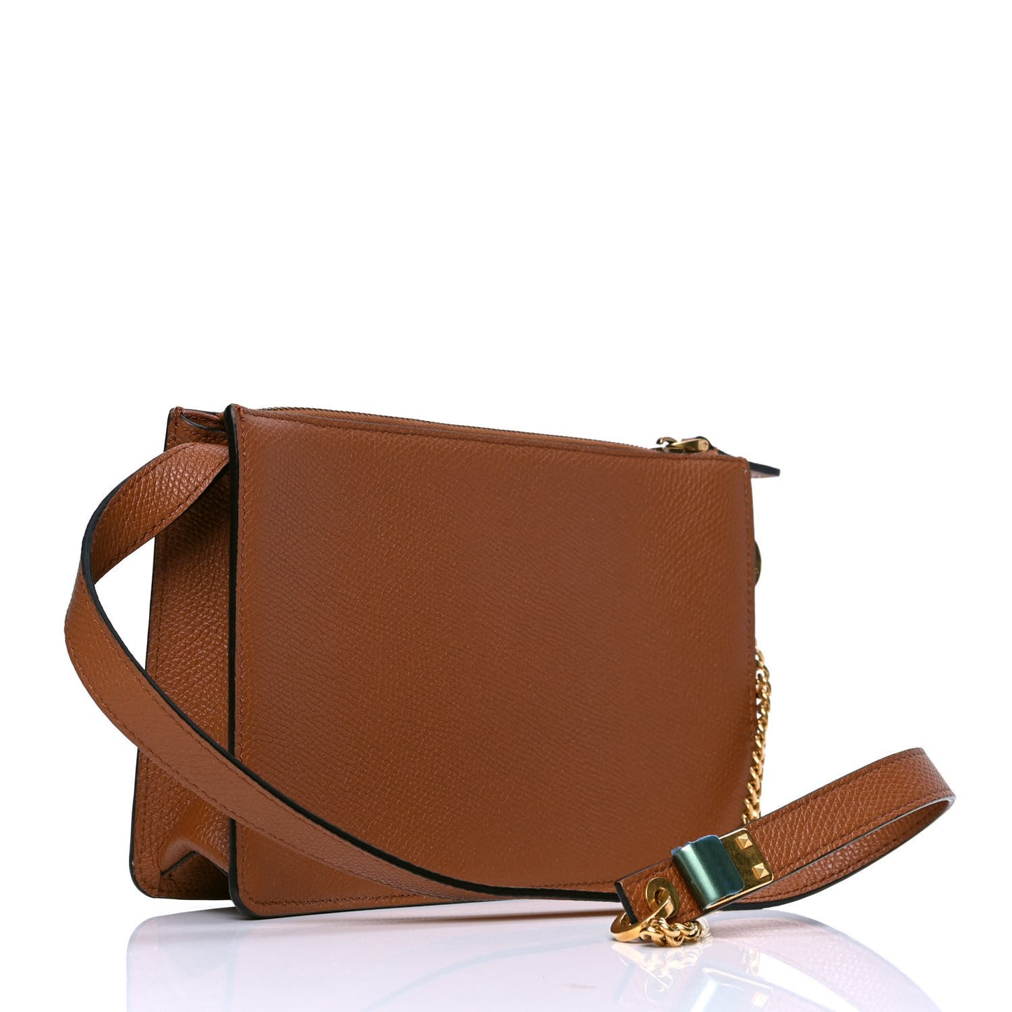 Grainy Calfskin VSling Pouch Saddle Brown
