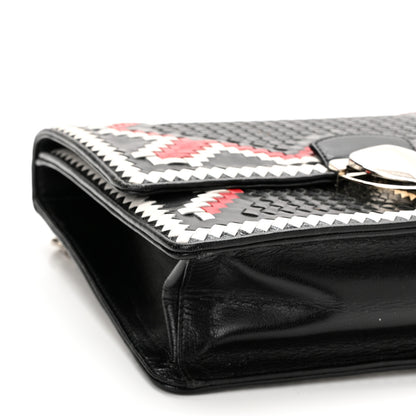 Prada Madras Woven Shoulder Bag Black Fuoco White 8 of 10