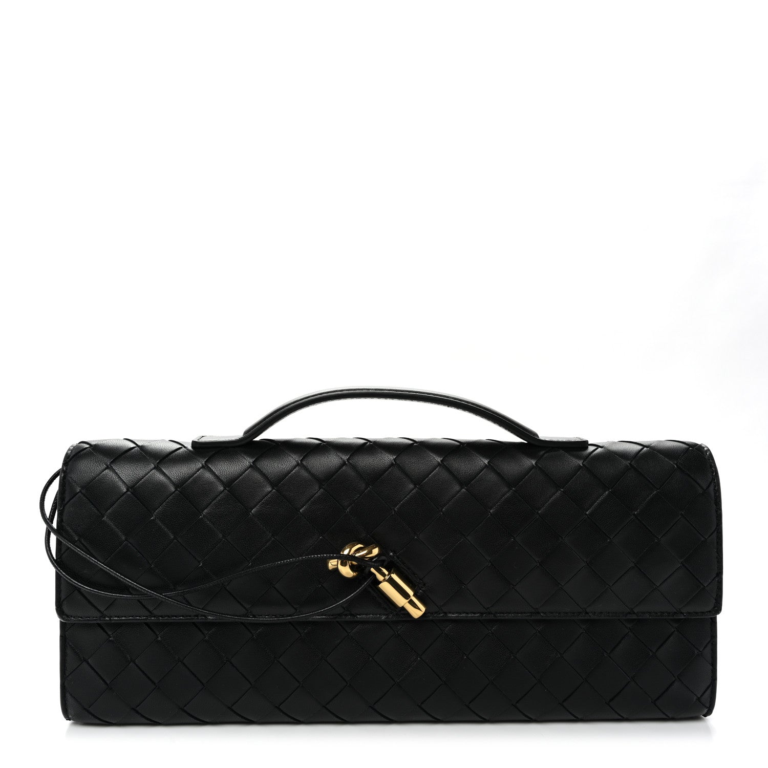 Bottega Veneta Nappa Intrecciato Long Andiamo Top Handle Clutch Black 1 of 6