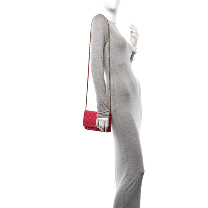 Chanel Lambskin Quilted Boy Wallet On Chain WOC Dark Fuchsia 2 of 14