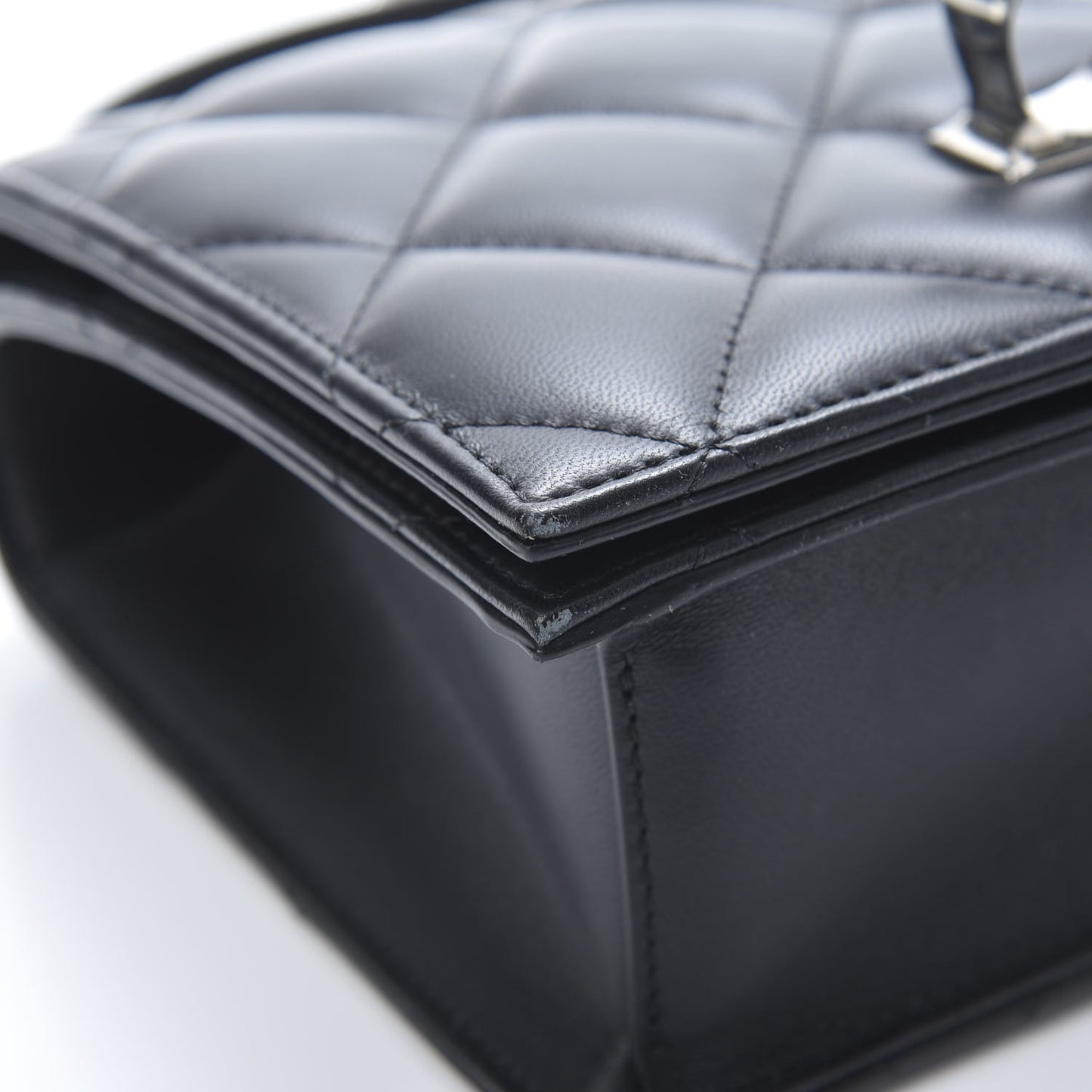 Lambskin Quilted Knuckle Shoulder Bag Black