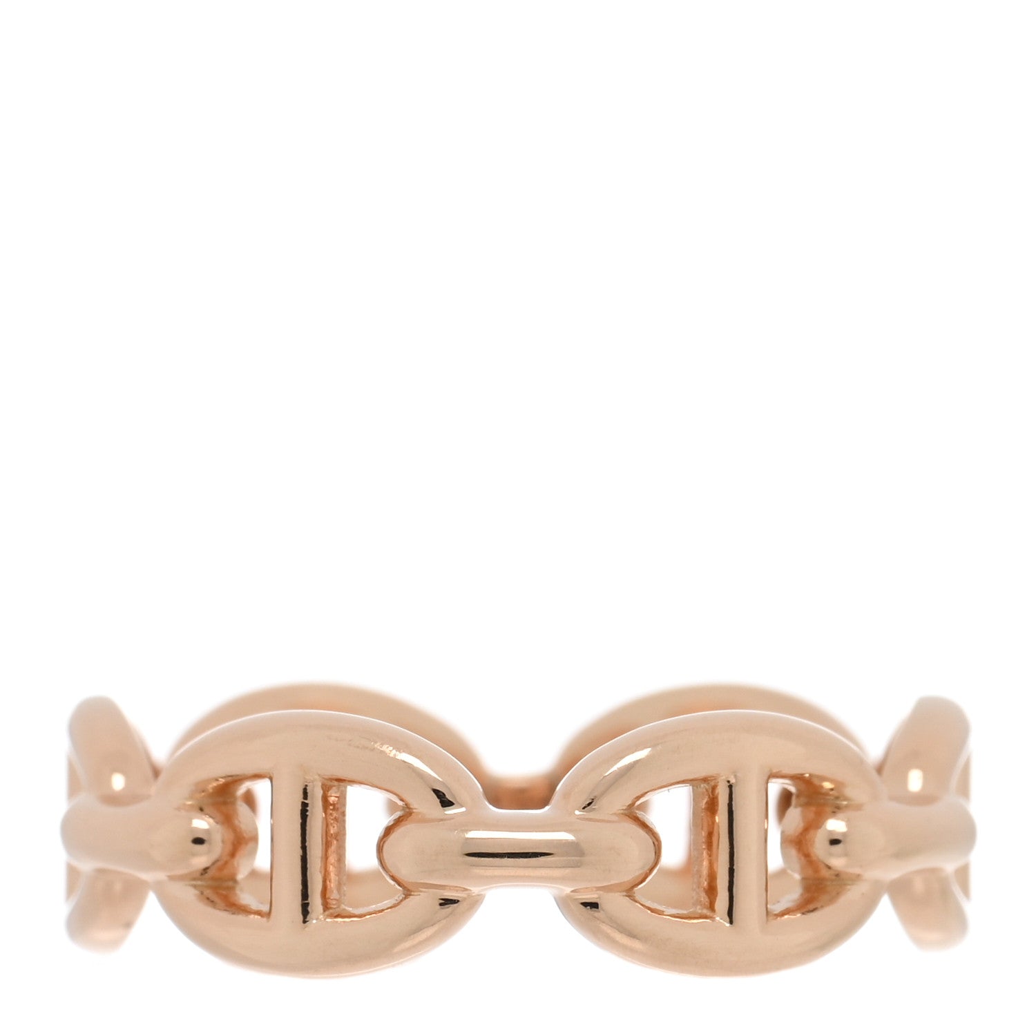Hermes 18K Rose Gold PM Chaine d'Ancre Enchainee Ring 52 6 1 of 5