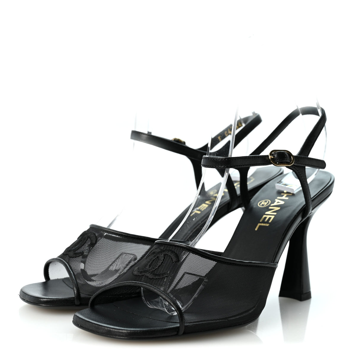 Mesh Grosgrain CC Slingback Pumps 39 Black