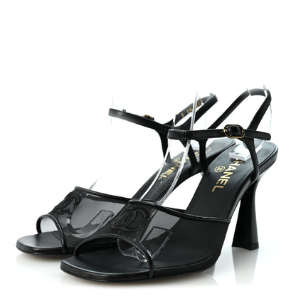 Chanel Mesh Grosgrain CC Slingback Pumps 39 Black 3 of 9