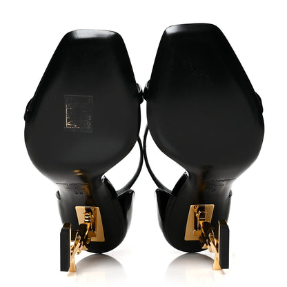 Saint Laurent Patent Calfskin Opyum Sandals 38 Black 5 of 7