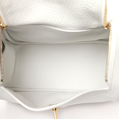 Hermes Taurillon Clemence Mini Lindy 20 New White 5 of 11