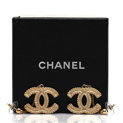 Chanel CC Drop Earrings Matte Gold 5 of 5
