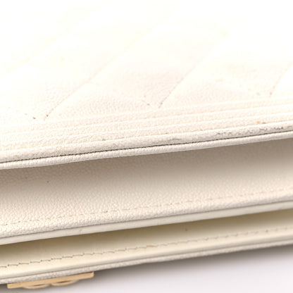 Chanel Caviar Quilted Boy Wallet On Chain WOC White 17 of 20