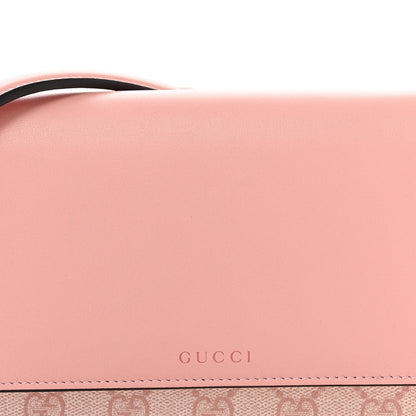 Gucci GG Supreme Monogram Textured Calfskin Emblem Wallet On Chain Pink 8 of 11