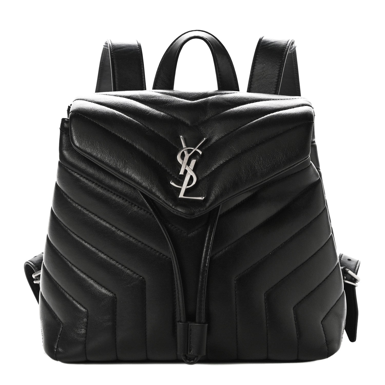 Saint Laurent Calfskin Y Quilted Monogram Small Loulou Backpack Black 1 of 13