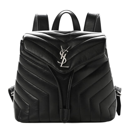 Saint Laurent Calfskin Y Quilted Monogram Small Loulou Backpack Black 1 of 13