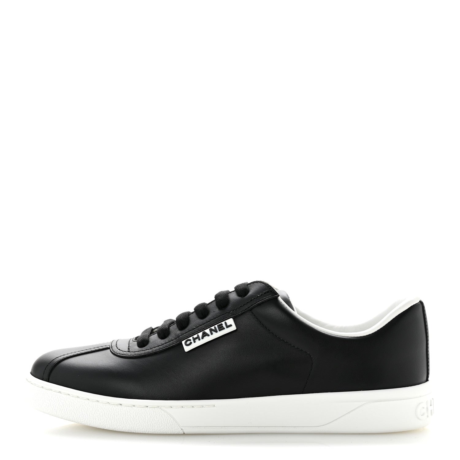 Chanel Calfskin CC Uniform Womens Sneakers 37 Black 1 of 9